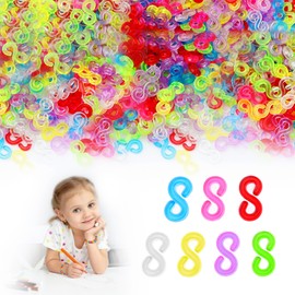 Connection S Clips, Pack of 800 Colourful Loom Bands Clasps Loom Bands Clasps S-Clips Transparent Rubber Loom Bands Clasps Clips for Bracelets Jewellery Loom Bands Crochet Hooks Clasp