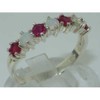 925 Sterling Silver Natural Opal & Ruby Womans Eternity Ring