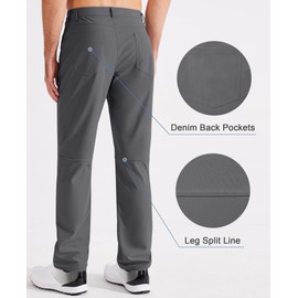 Libin Men's Golf Pants Casual Stretch Work Pants 30" Lightweight Comfy Trousers with Pockets, Dark Grey, 36W×30L