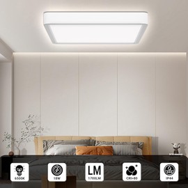 LQWELL Ceiling Light LED Ceiling Light, 1.6 cm Ultra Thin Square Flat IP44 Waterproof Bathroom Lamp 18 W 6500 K 1700 LM Modern for Living Room Bathroom Bedroom Kitchen Balcony Cellar Office 220 x 16 mm