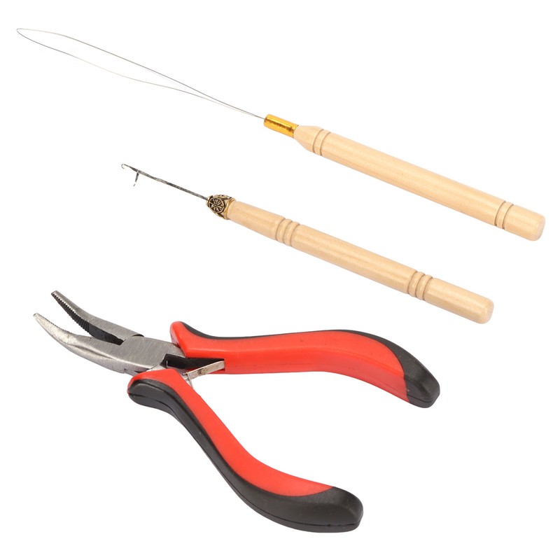 Hair Extension Tool Kit with Silicone Rings Crochet Pulling Hook