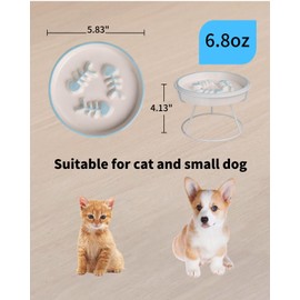 2PCS Ceramic Cat Slow Food Bowl for Wet and Dry Food, Elevated Design, Prevents Vomiting and Obesity, Raised Cat Puzzle Bowl, Stress-Free Slow Food Plate, Backflow Prevention, for Cats and Small Dog
