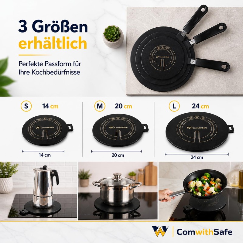 Induction Adaptor 14 cm - Removable Insulating Handle - Does