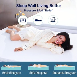 DYMGFZD King Mattress Topper, 3 Inch Memory Foam Mattress Topper King, High Density Mattress Pad Comfort Cooling, Bed Topper with Removable Cover and 4 Adjustable Elastic Straps White