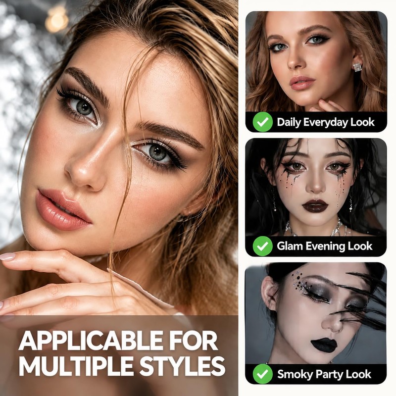 Smoky Grey Eyeshadow Palette Silver Glitter Cool-Toned Eye Makeup