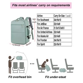 Legrape Extra large travel backpack for woman 40L Expandable airline approved backpacks 17.3 inch Laptop and USB Charging Port bags Durable Waterproof Casual bag for Weekender(Green)