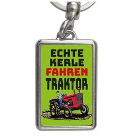 Echte Kerle fahren Traktor Keyring in Black as a Gift for Real Farmers and Farmers who Love Their Job and Live Village Life Like No Other Village Child, Green