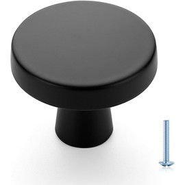 Ravinte 30 Pack Single Hole Matte Black Cabinet Knobs Kitchen Cabinet Handles Solid Drawer Pulls Kitchen Cabinet Hardware Kitchen Flat Black Drawer Knobs Round Cabinet Drawer Handles