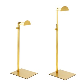 Aramanara 2 Pack Adjustable Height Handbag Display Rack, Stainless Steel Purse Display Stand, Gold Single Hook Handbag Rack for Scarves, Hats, Necklaces