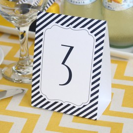 Hortense B. Hewitt Wedding Accessories Navy Stripe Table Tents, Numbers 1 to 40