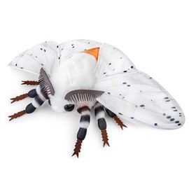 Frankiezhou Home White Ermine Moth Plush Toy - Realistic White Ermine Moth Stuffed Animals 11in, Lifelike Soft Big Moths Plushie Model Toys, Unique Plushs Gift Collection for Kids