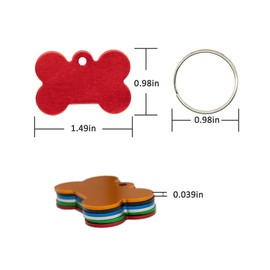Aluminium Blank Bone Shape Dog ID Tags Pet ID Tags Number Tag with Key Ring 30pcs (Mixed Color)