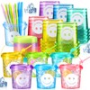 24 Pack 32oz Smile Face Drink Buckets with Lids and