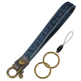 Fishent Denim Wristlet Keychain for Women Men, Cute Key Chain, Wrist Lanyards for Car Keys ID Badge Wallet Card Holder