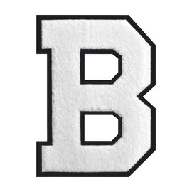 Single 4.0" White Chenille Varsity Letter Patch - Iron On or Sew On Applique for Letterman Jackets, Team Uniforms, Backpacks, Hoodies,Thick Fuzzy Embroidered Style for DIY Clothing