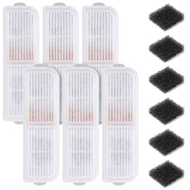 Petbank Cat Water Fountain Filter, 6 Filters + 6 Pre-Filter Sponges, Compatible with Petbank Cat Water Fountain, Multiple Filtration, Isolates Floating Hairs and gets rid of Odors