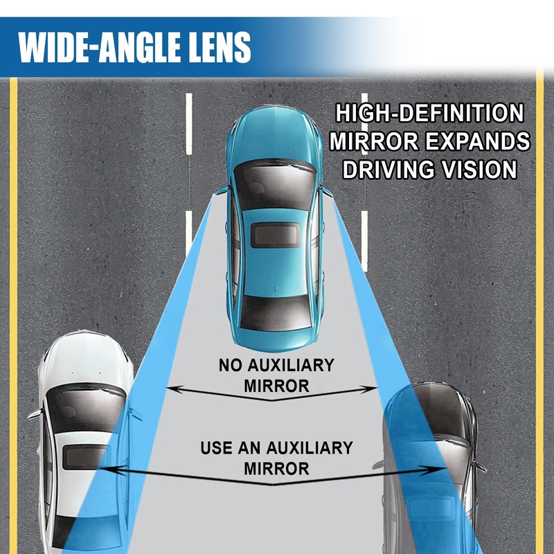 UHANBUT Rectangular Car Blind Spot Mirror, Adjustable Frameless HD Convex