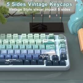 LUSKINNO PBT Keycaps, 138 Keys Vintage Style Cherry Profile Keycaps Dye-Sublimation, Custom Keyboard Keycaps Set for 61/64/68/84/87/100/104/108 MX Mechanical Keyboard