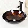 Sliverylake Artistic Tempered Glass Bathroom Vessel Sink Combo with Oil