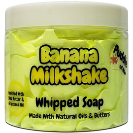 Whipped Soap Body Wash - 150g - Natural Oils and Butters - Various Scents - Vegan Friendly - Puddle of Wax - Made in the UK (Banana Milkshake)