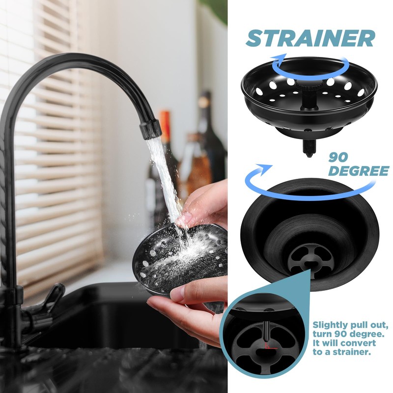 Zonon 5 Pcs 3-1/2 Inch Kitchen Sink Drain Strainer Assembly