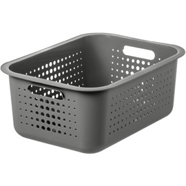 SmartStore 10 L Recycled Plastic Storage Basket with Handles - Taupe - Inside Each Other & Stackable - Medium Basket - 37 x 28 x 15 cm