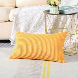 Artscope Cozy Striped Corduroy Pillow Covers Super Soft Decorative Oblong Throw Pillow Covers Case Cushion Covers for Sofa Couch Bedroom Car Decor 12 x 20 Inches, Yellow
