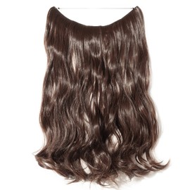 Invisible Wire In Hair Extensions Synthetic [Medium Brown] Ombre Secret Wire String Hairpiece Curly 20 Inch One Piece Hair Extensions