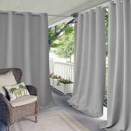 Elrene Home Fashions Connor Indoor/Outdoor Solid UV Protectant Grommet Window Curtain Panel for Patio, Pergola, Porch, Deck, Lanai, and Cabana, 52" x 108" (1, Gray