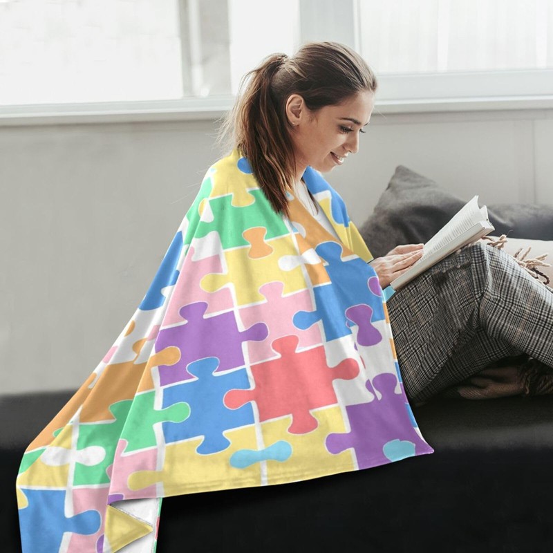 Blueangle Jigsaw Puzzle Throw Blanket Super Soft & Warm, 50x60