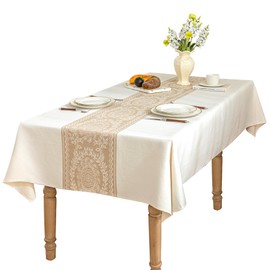 UWWGKK Linen Tablecloths for Rectangle Tables,About 8 FT Table Cloth Advanced Waterproofing Technology for Dinningroom,Farmhouse