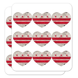 Rustic Washington DC District of Columbia State Flag Distressed USA Heart Shaped Planner Calendar Scrapbook Craft Stickers