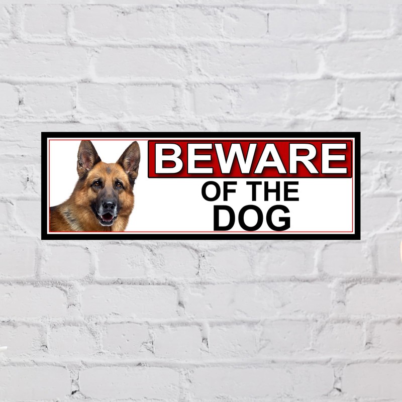 Shawprint German Shepherd BEWARE OF THE DOG METAL GATE SIGN
