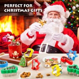 Cortadores de galletas de Navidad, 8 unidades, juego de formas para cortar pan sándwich para niños, moldes para cortar hornear, suministros decorativos para fiestas (Navidad, 8 piezas)