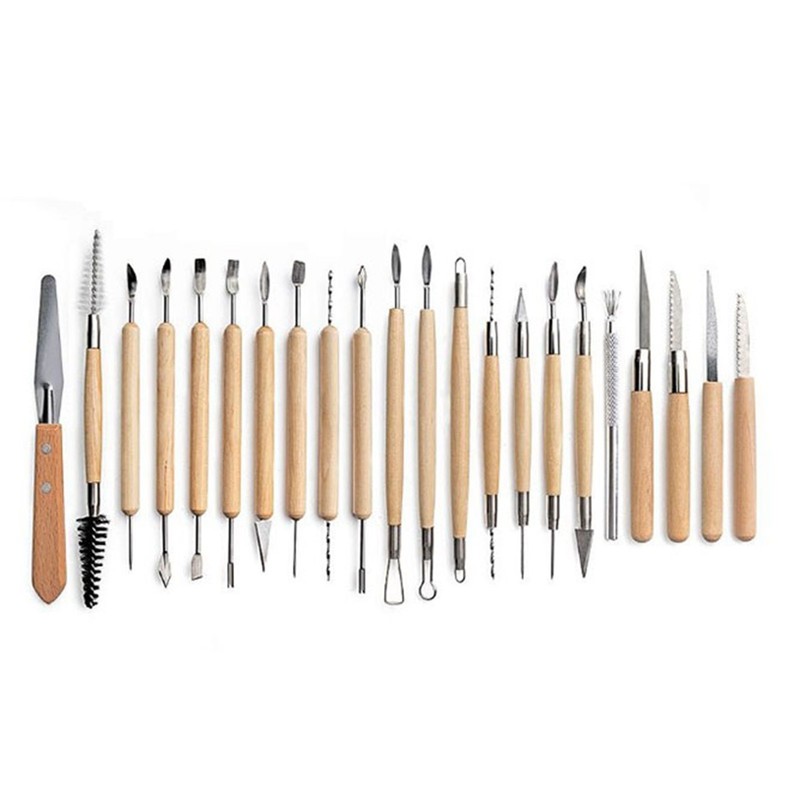 30Pcs Sculpting Tool Pottery Clay Double Ended Wooden Handle Ceramic