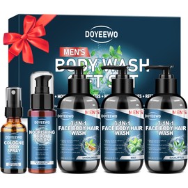 Gifts for Men, Boyfriend, Husband, Dad,Mens Body Wash Self Care Bath Gift Set, Cleanses,Hydrates,Nourishes Skin,Christmas Gift Baskets Care Package Stocking Stuffers Birthday Valentines Gifts for Him