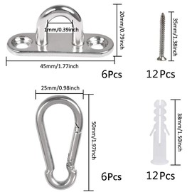 JOYUE Stainless Steel Eye Plate and Stainless Steel Carabiner, Stainless Steel Cover Plate Carabiner Hook, Premium Eyelet Plate for Sun Sail, Hanging Chair, Wall Mounting, Ceiling Mounting, Wall Hook,