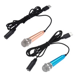 sourcing map 2 Pcs Mini Microphone, Mini Mic Tiny Microphone Phone Type C Mic Small Microphone for Record Phone Voice, Gold/Blue