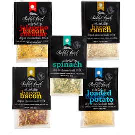 Rabbit Creek 5 Pack Dip Variety – Just Add Sour Cream – Seasoning Packets Includes Loaded Baked Potato, Bacon, Jalapeno Bacon Cheddar, Bacon Ranch, and Spinach Dip