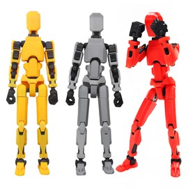Titan 13 Action Figure, 3Pcs T13 Figure 3D Printed Lucky 13 Model Toy PVC Multi-Jointed Movable Robot Figure Desktop Decoration Gift for Kid Adult(Yellow, Red, Gray)