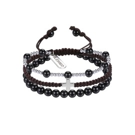 CrystalTears Black Obsidian Crystal Bracelet for Women Healing Crystal Gemstone Beaded Cross Bracelet Adjustable Triple Layered Stone Bracelets Crystals Jewellery Gifts for Women Men Birthday