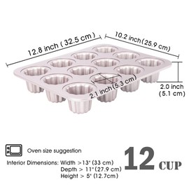Non-stick Canele Molds Baking Pans for Cupcakes, 12 Cavities Cannelés Mold Mini Cupcake Baking Tray Muffin Pan Bakeware Oven Molds