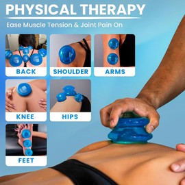 Silicone Cupping Therapy Set Professional Massage Cupping Cups for Cupping Therapy 4 Cup Kit for Massage, Myofascial Release, Cellulite Reduction (Lure Blue)