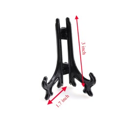 Ruwado 10 Pcs Plastic Easel Stand 3 Inch Clear Black Plate Holders for Displaying Pictures Photo Art Pieces Dish Certificates Posters Home Decoration Envelopes Small Boards Parties Décor (Black)