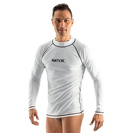 SEAC Men's Rash Guard T White, Long Sleeve, Sun Protection 97.5%, M