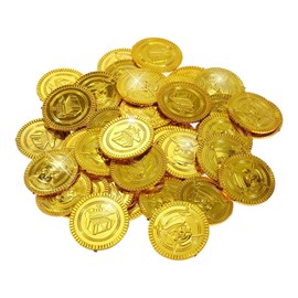 CXNXFD Monete d'oro dei pirati, con tesoro dei pirati, monete d'oro, per il compleanno dei bambini, giocattolo con compleanno dei bambini (50)