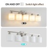 Milk Glass Bathroom Vanity Light Over Mirror, 5 Light Matte