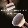 20 Brochas Maquillaje Profesional Con Estuche Alta Calidad Color Marrón