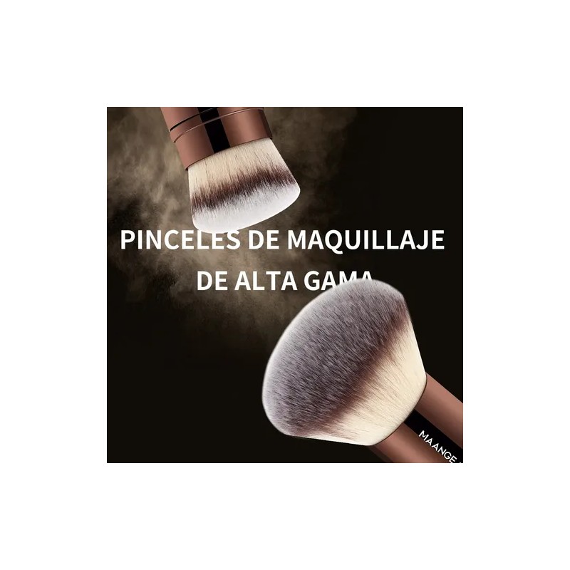 20 Brochas Maquillaje Profesional Con Estuche Alta Calidad Color Marrón