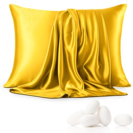 Aspire Homeware Pillow Cases 2 Pack - Super Soft Satin Pillowcase Feels Like Silk Pillowcase - Ochre Silk Pillowcases for Hair and Skin Care (50x75cm)